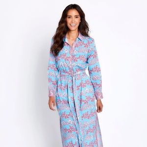 Bella Tu Lani shirt dress in sky. New.  Sz medium